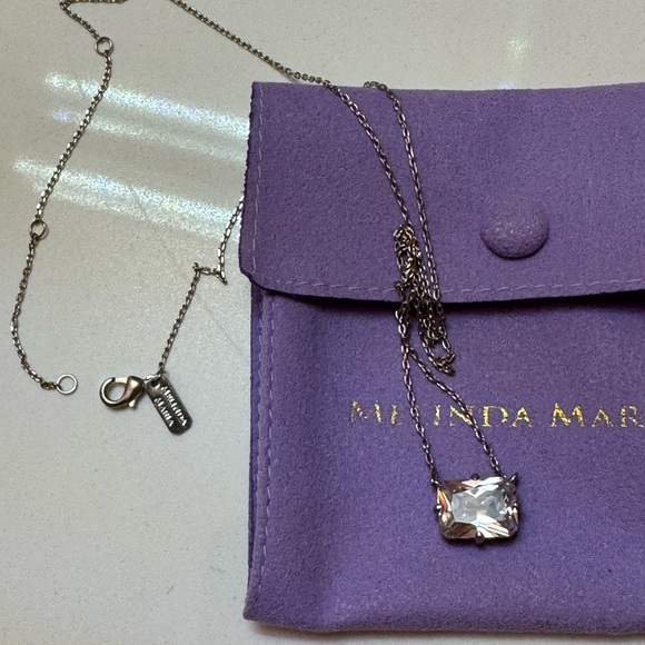 👑✨Melinda Maria~Your Royal Highness~ Silver emerald cut Necklace with Pendant👑 - Picture 9 of 11